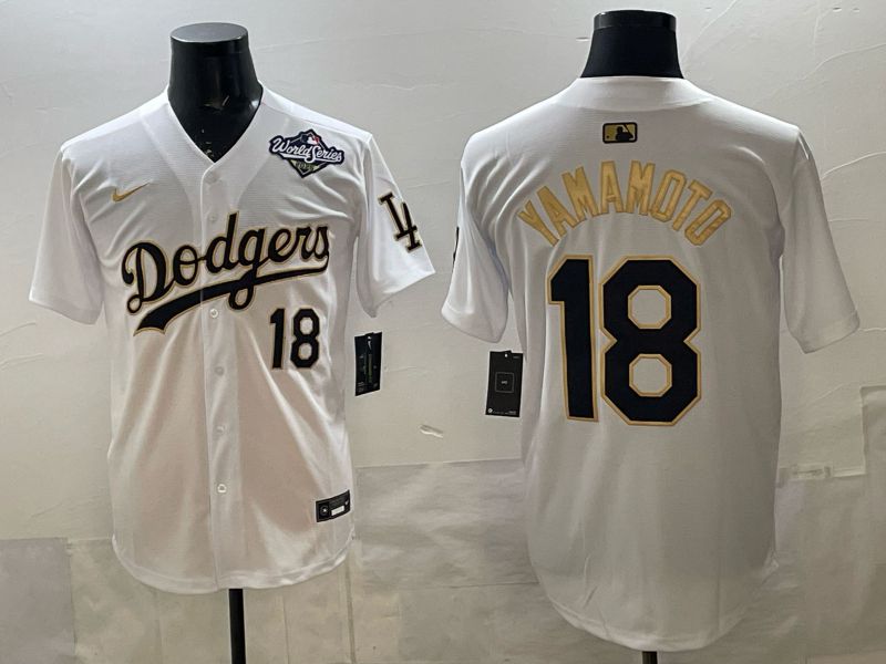 Men 2026 Nike Los Angeles Dodgers #18 Yamamoto White Game MLB Jersey 06->los angeles dodgers->MLB Jersey